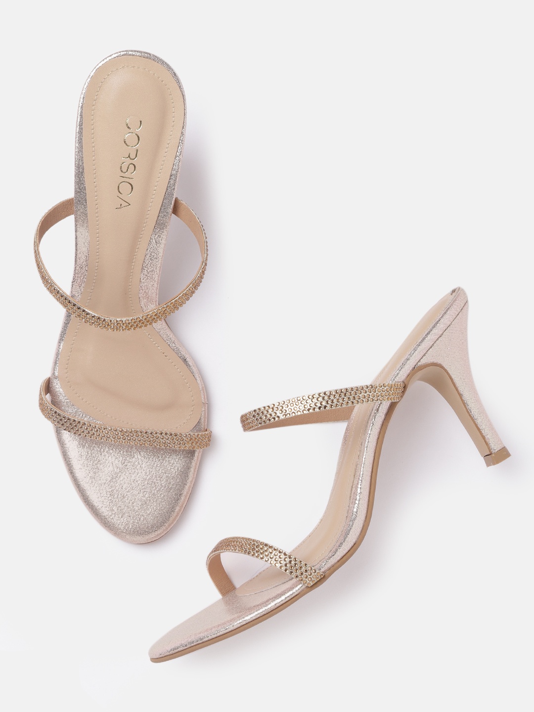 

CORSICA Women Gold-Toned Embellished Handcrafted Slim Heels