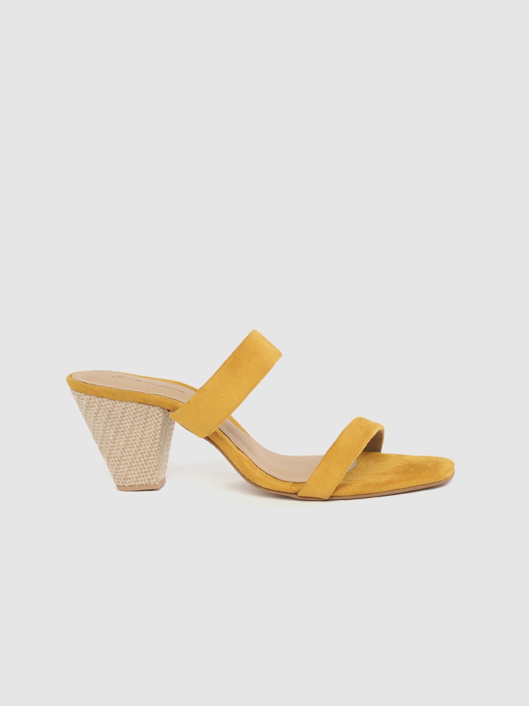 

Mast & Harbour Women Mustard Yellow Solid Suede Finish Block Heels