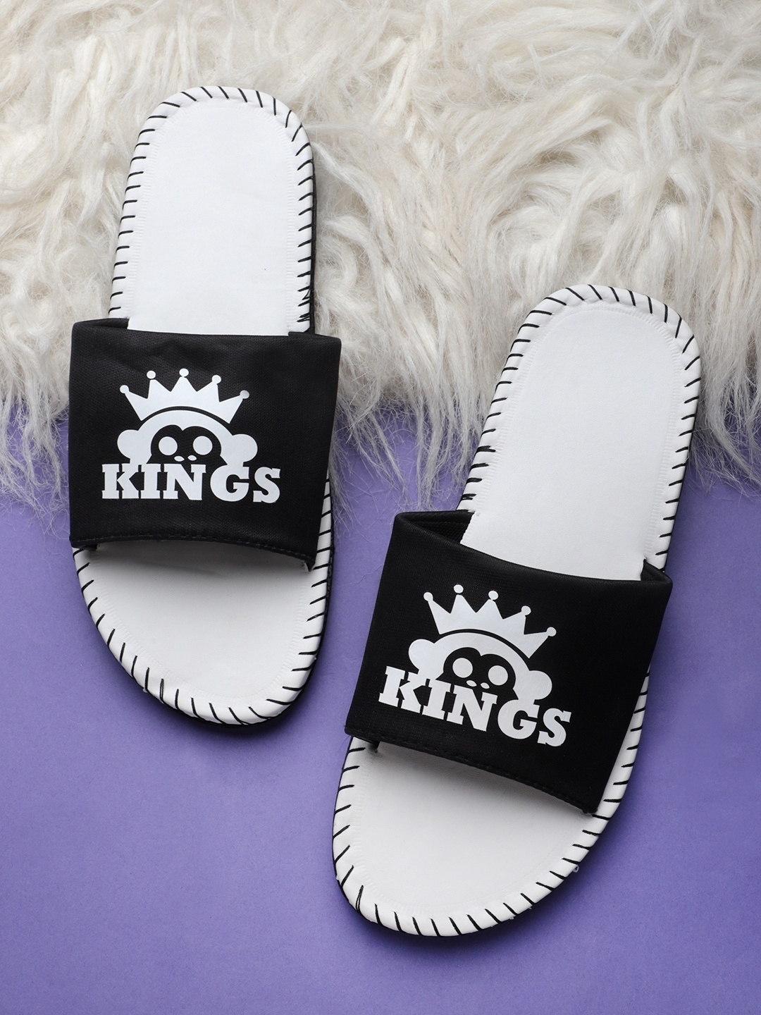 

Pampy Angel Men White & Black Printed Sliders
