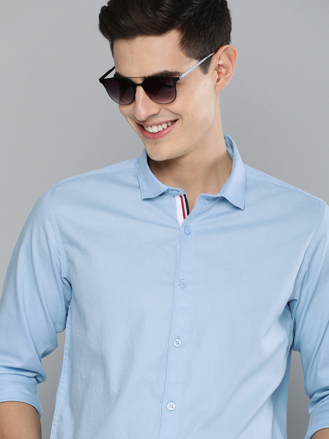 Mast & Harbour Men Blue Regular Fit Solid Casual Shirt