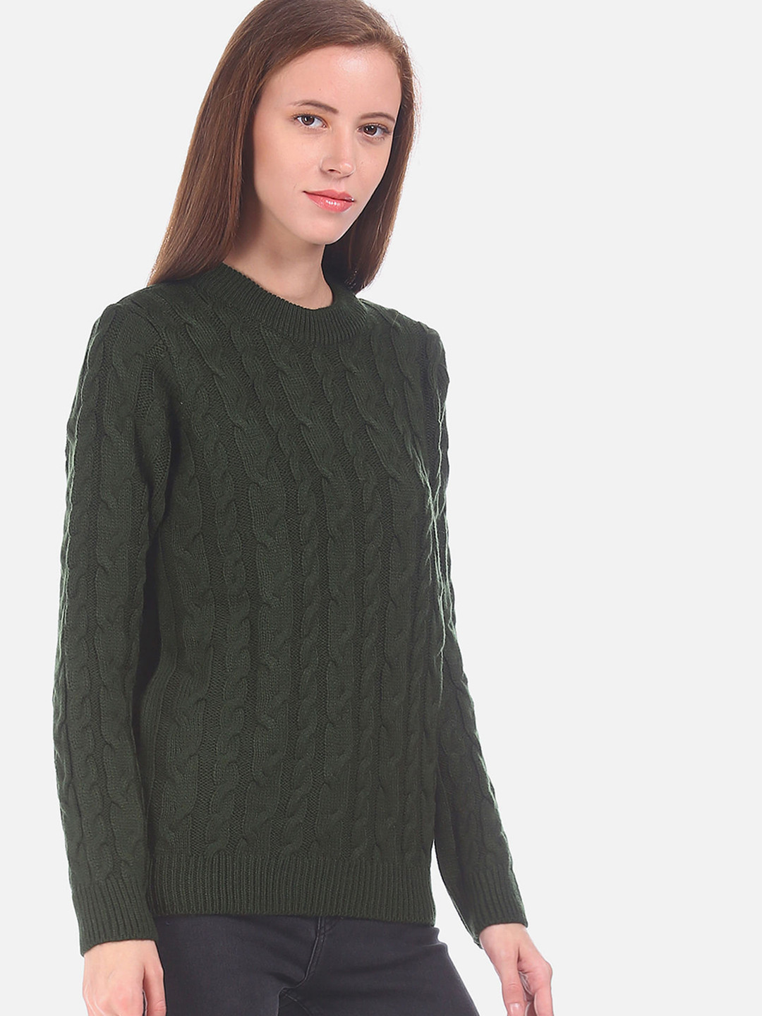 

Sugr Women Green Self-Design Pullover Sweater