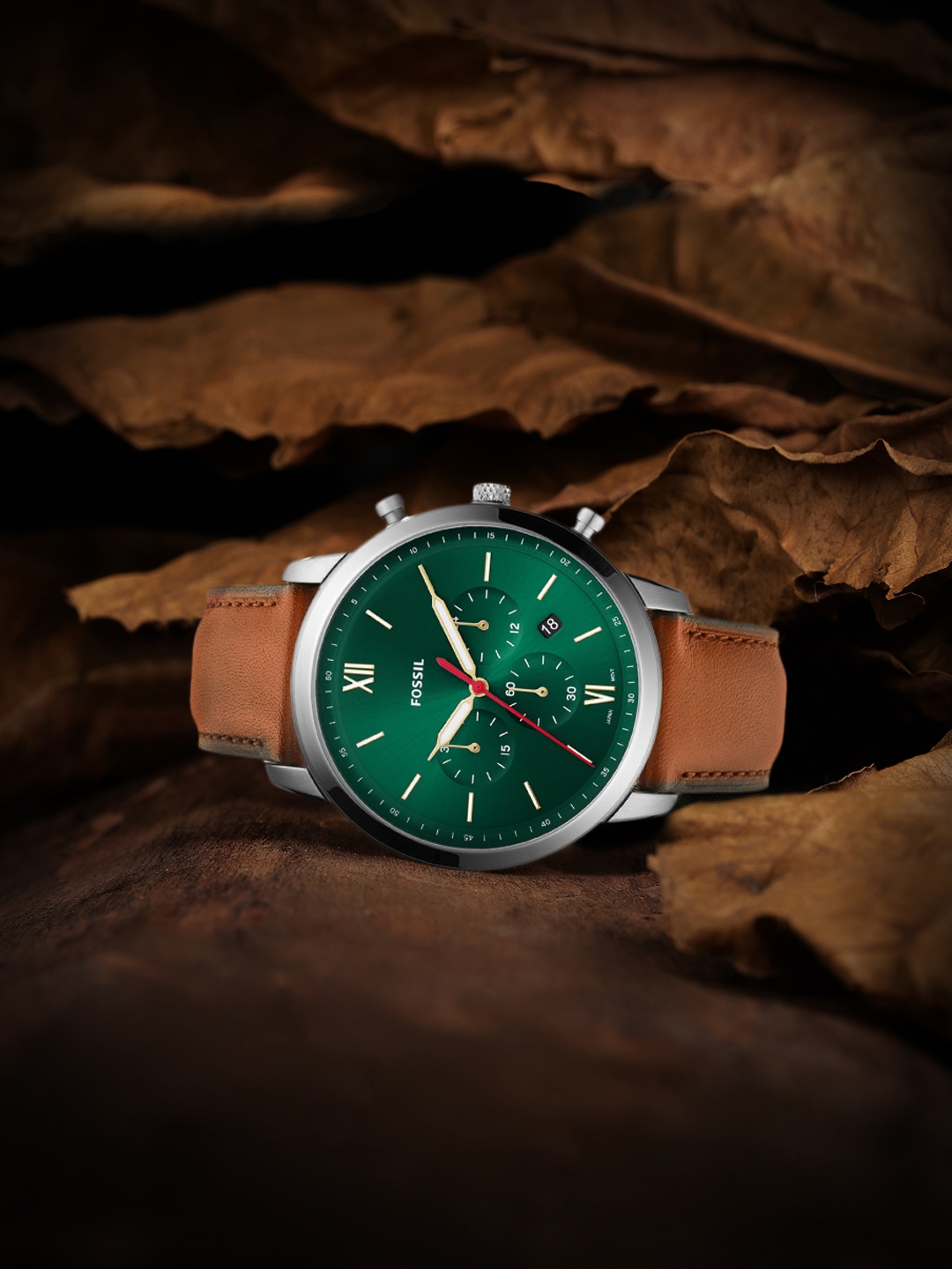 

Fossil Men Green Analogue Leather Watch FS5735