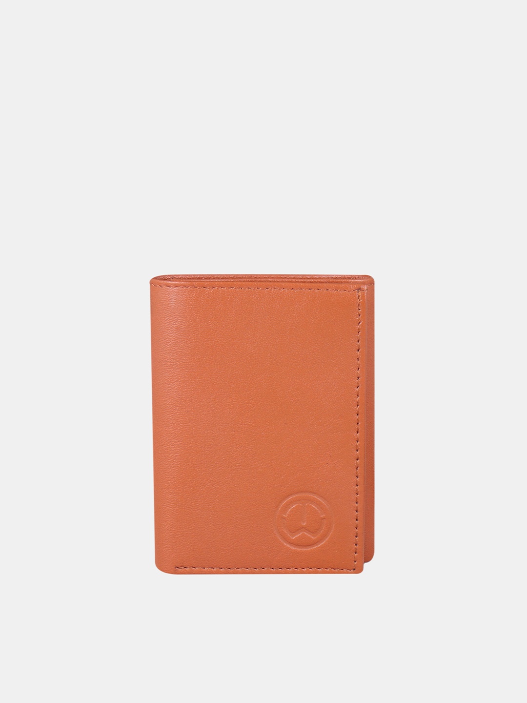 

TnW Unisex Tan Brown Solid Genuine Leather Three Fold Wallet