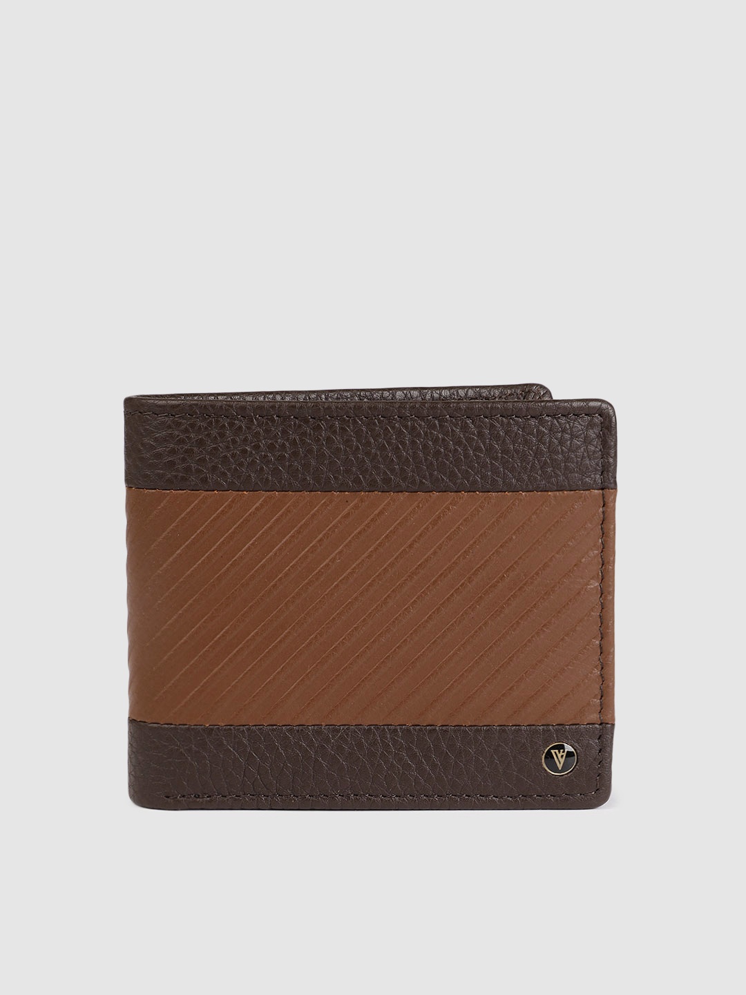 

Van Heusen Men Brown Colourblocked Leather Two Fold Wallet