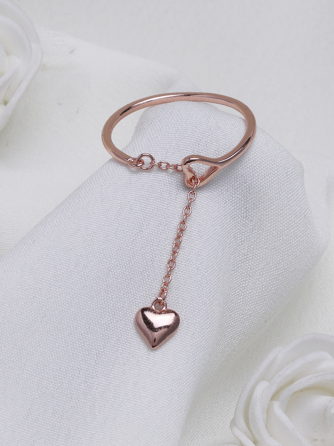 

GIVA 925 Sterling Silver Rose Gold Plated Heart Melting Chain Ring