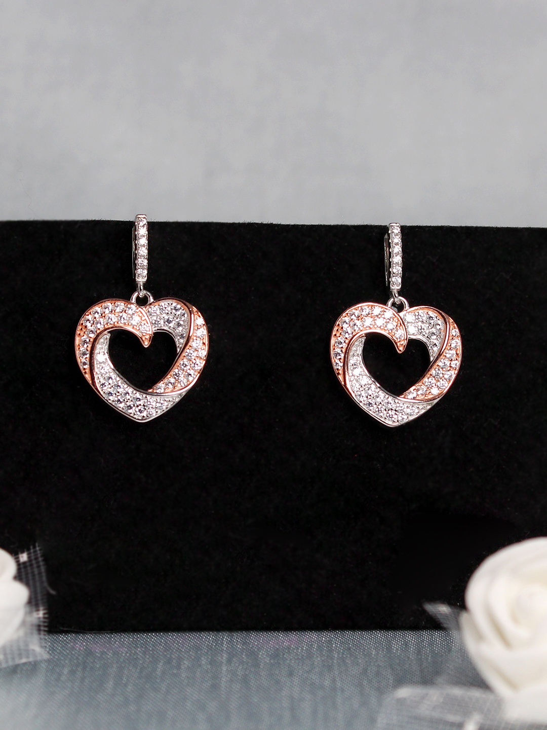 

GIVA 925 Sterling Silver Rhodium Plated Dual Tone Juliet Earring, Rose gold