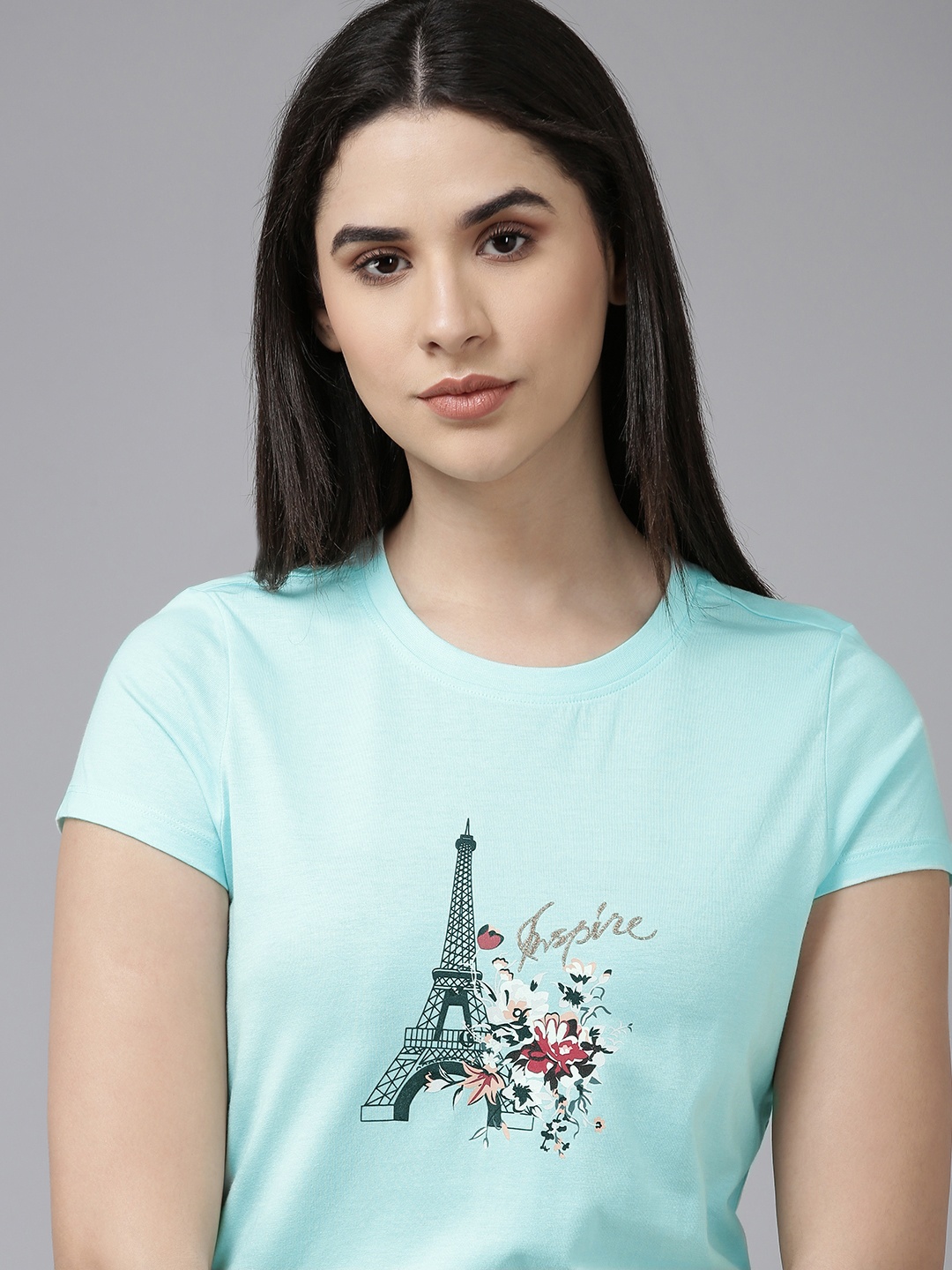 

Van Heusen Round Neck Graphic Printed Lounge T-shirt, Turquoise blue