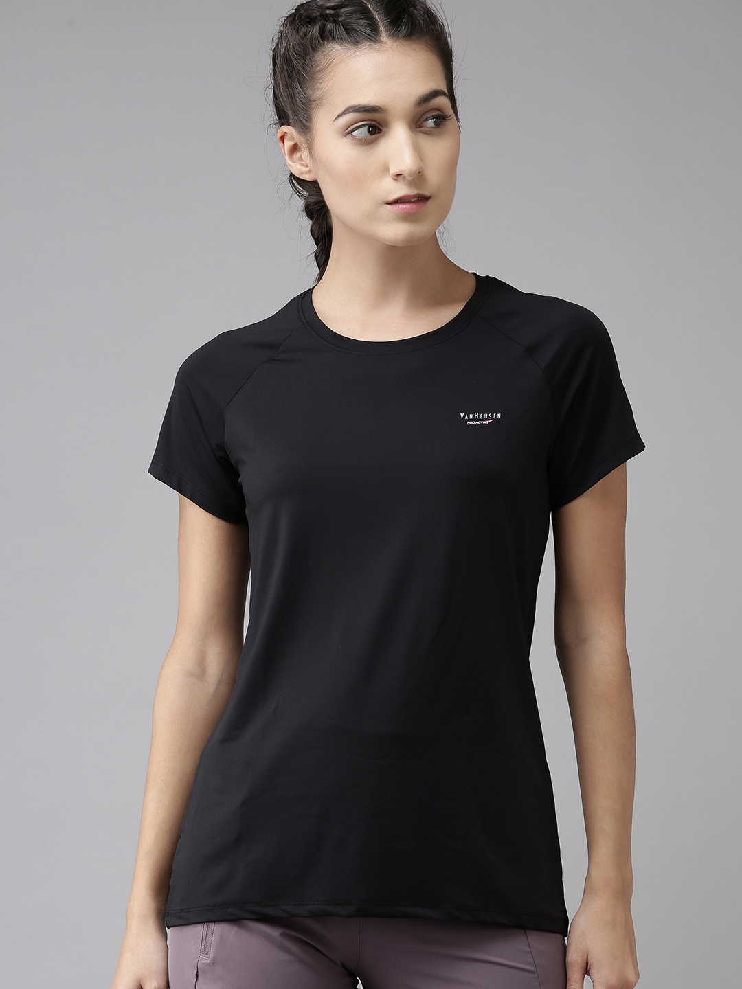 

Van Heusen Women Antibacterial Round Neck T-Shirt, Black