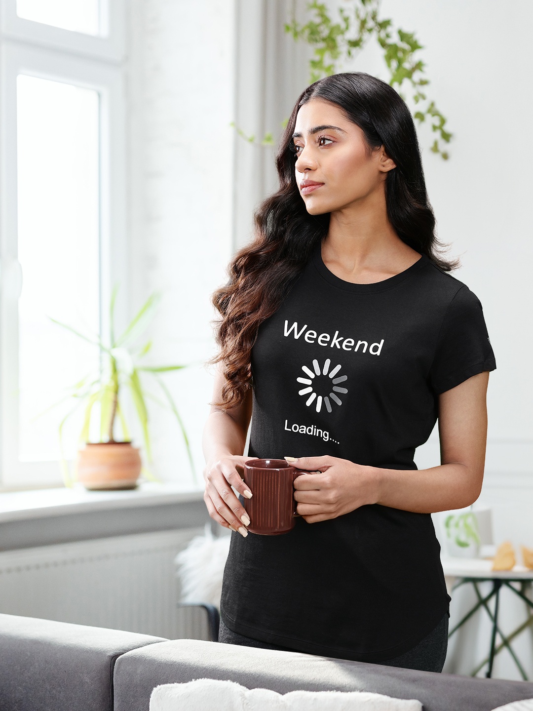 

Van Heusen Women Printed Round Neck Short Sleeve Lounge T-Shirt, Black