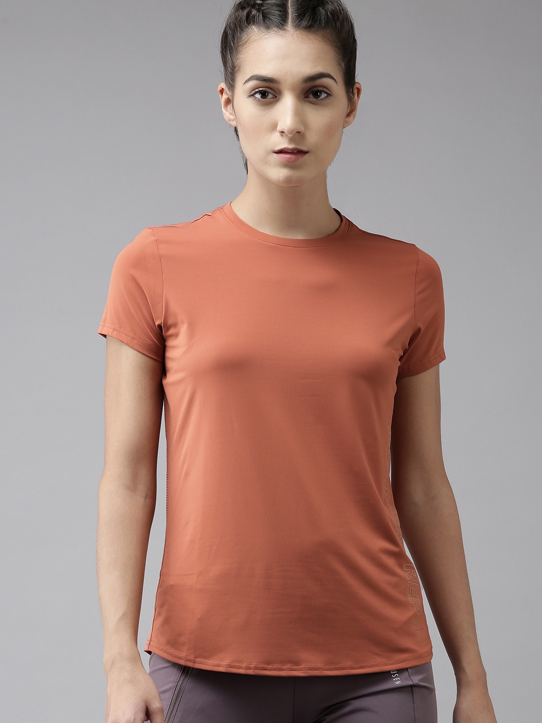 

Van Heusen Women Antibacterial Round Neck T-Shirt, Copper