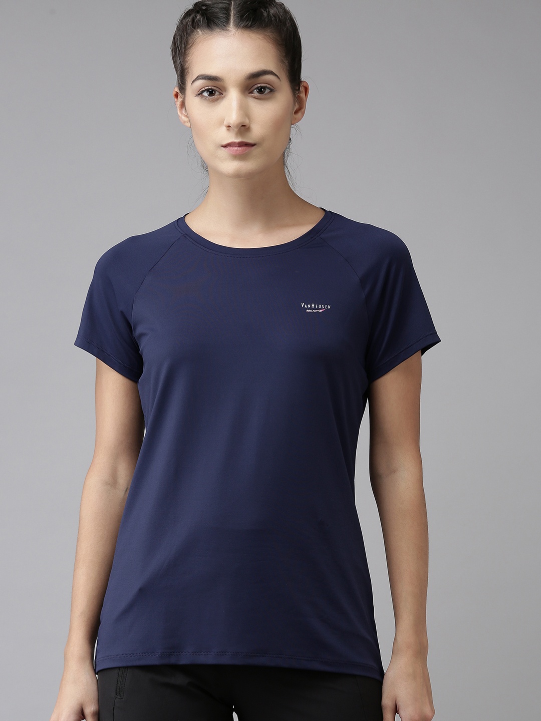 

Van Heusen Women Antibacterial Round Neck T-Shirt, Navy blue