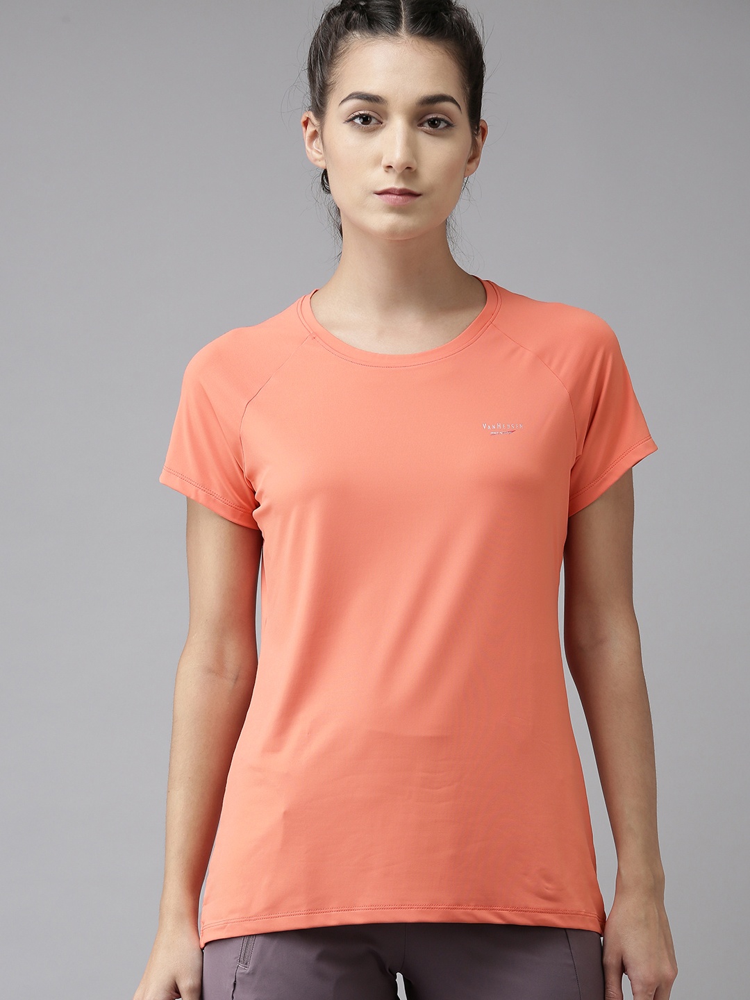 

Van Heusen Women Pink Antibacterial Solid T-shirt