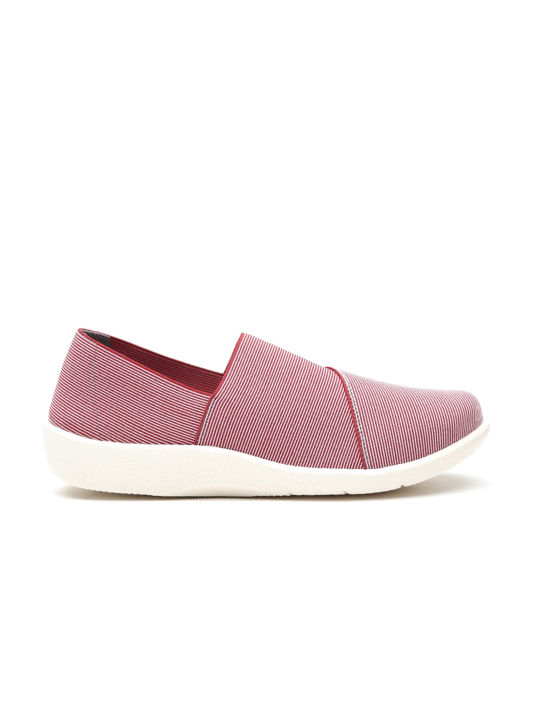 

Clarks Women Red Striped Silian Firn Slip-Ons