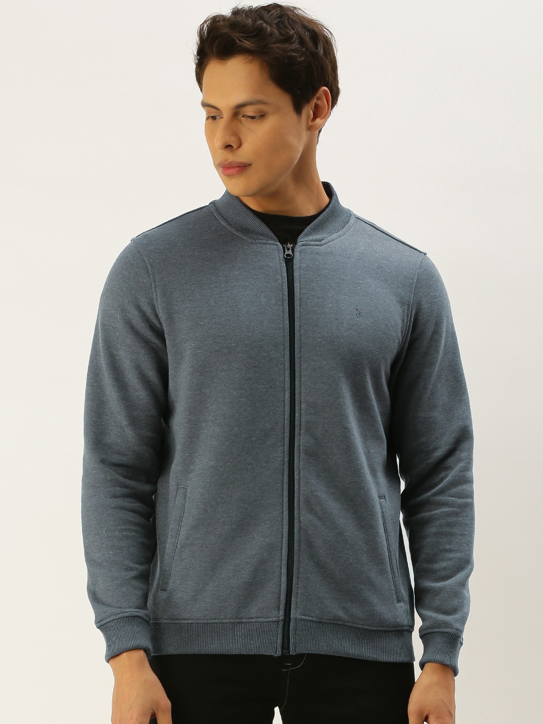 

SIMON CARTER LONDON Men Charcoal Grey Solid Sweatshirt
