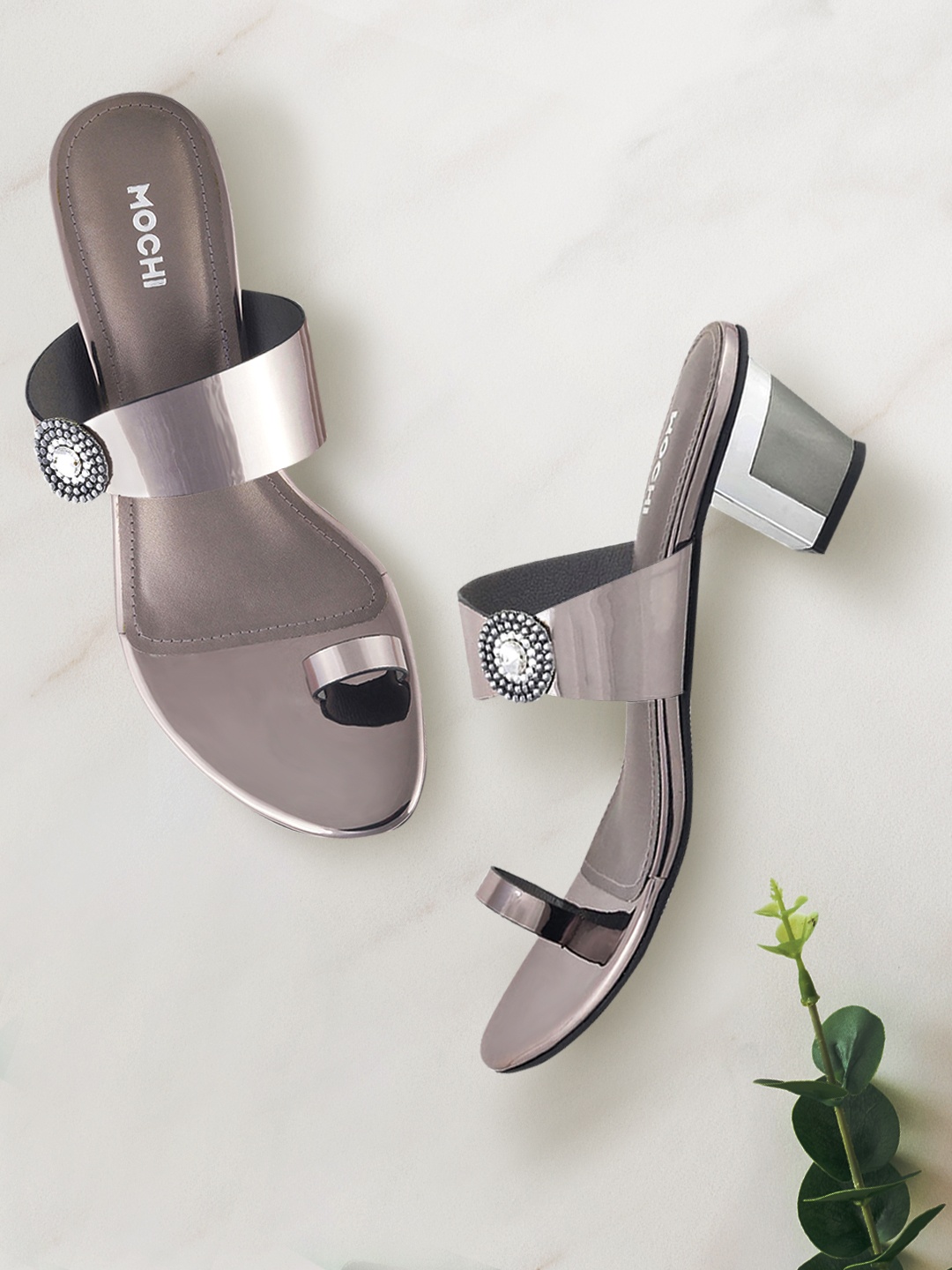 

Mochi Women Silver-Toned Embellished Heels