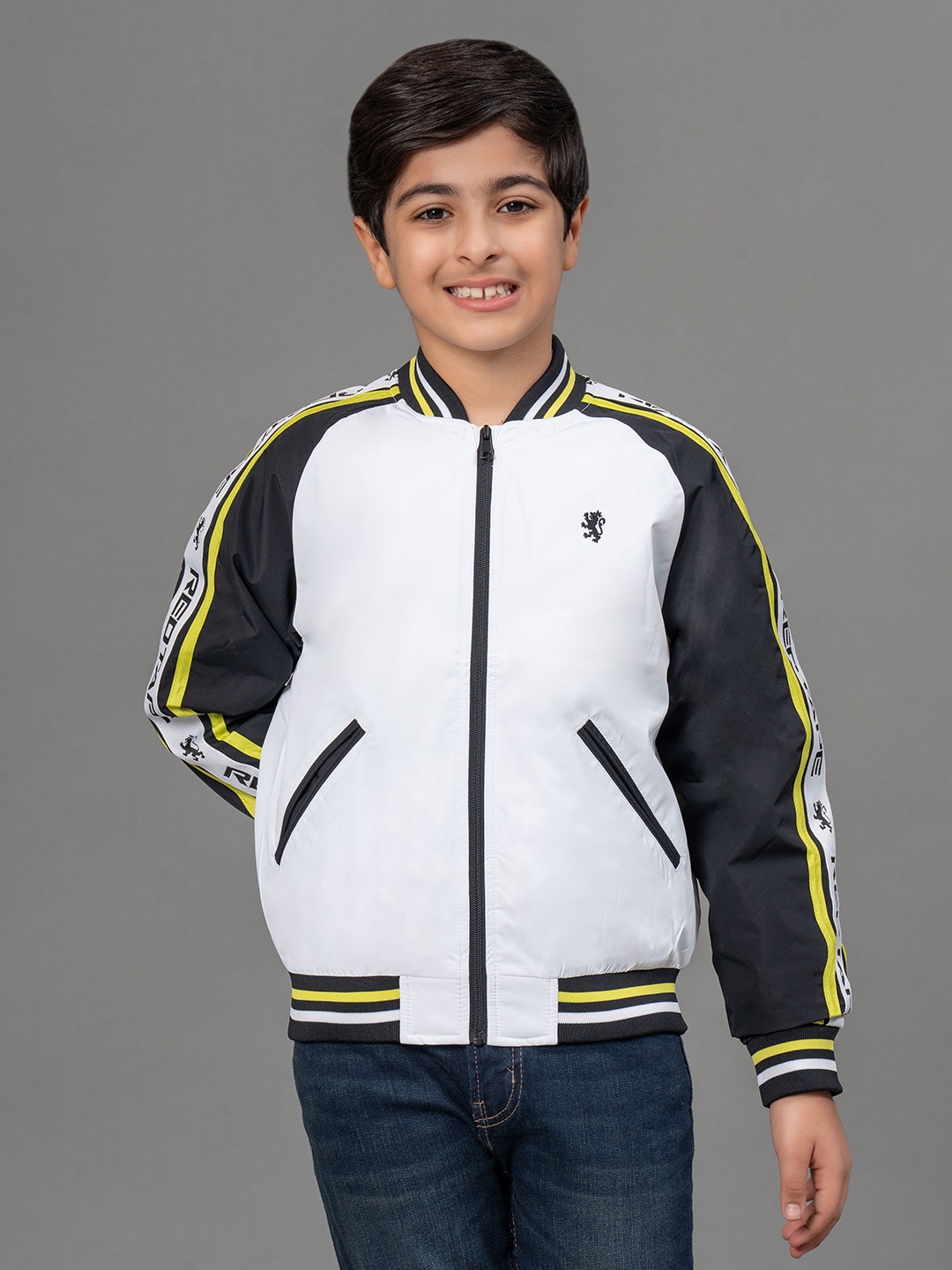 

Red Tape Boys White & Black Colourblocked Bomber