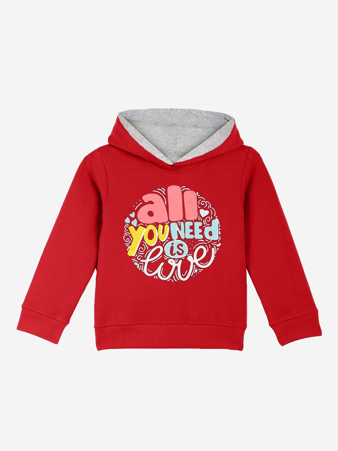 

Naughty Ninos Girls Red Printed Hooded Sweatshirt