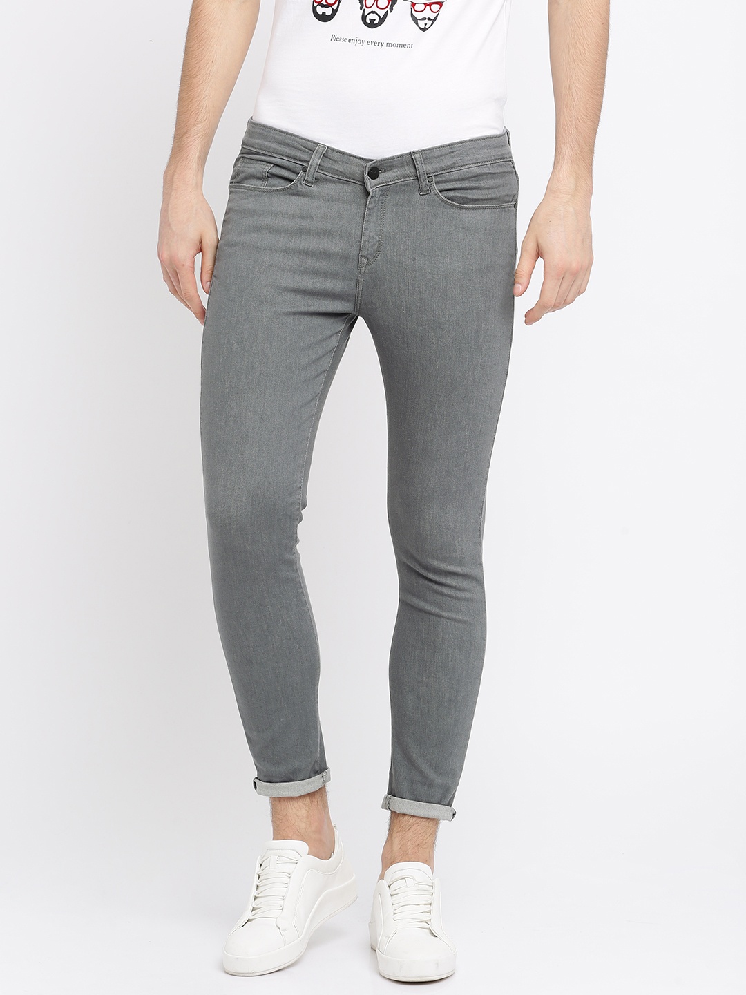 

ETHER Men Grey Skinny Fit Clean Look Jeans