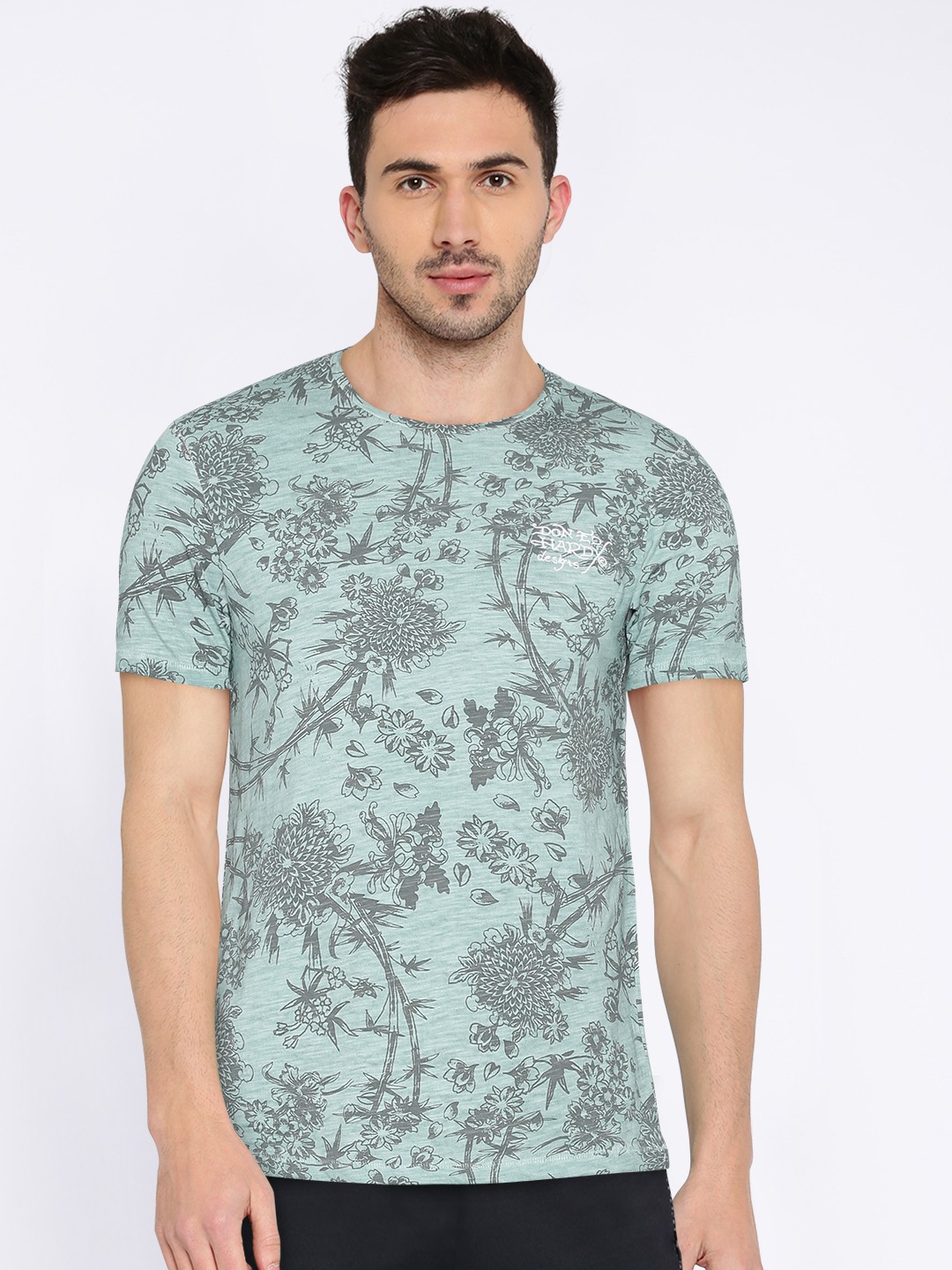 

Ed Hardy Green Floral Print Pure Cotton T-shirt