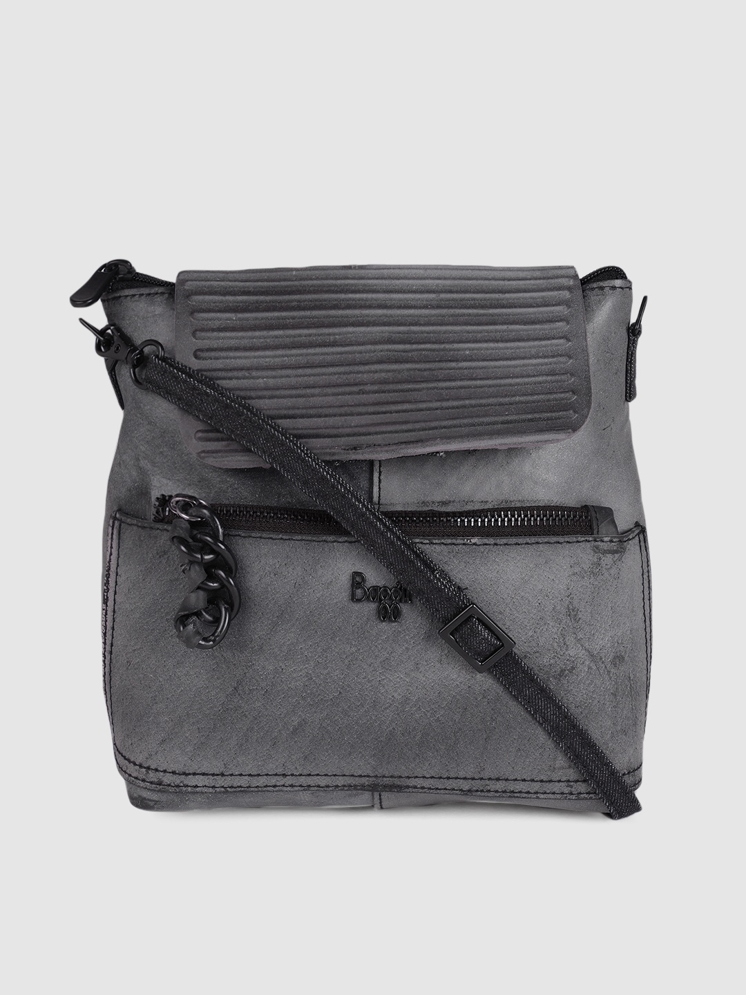 

Baggit Women Charcoal Grey Textured Backpack