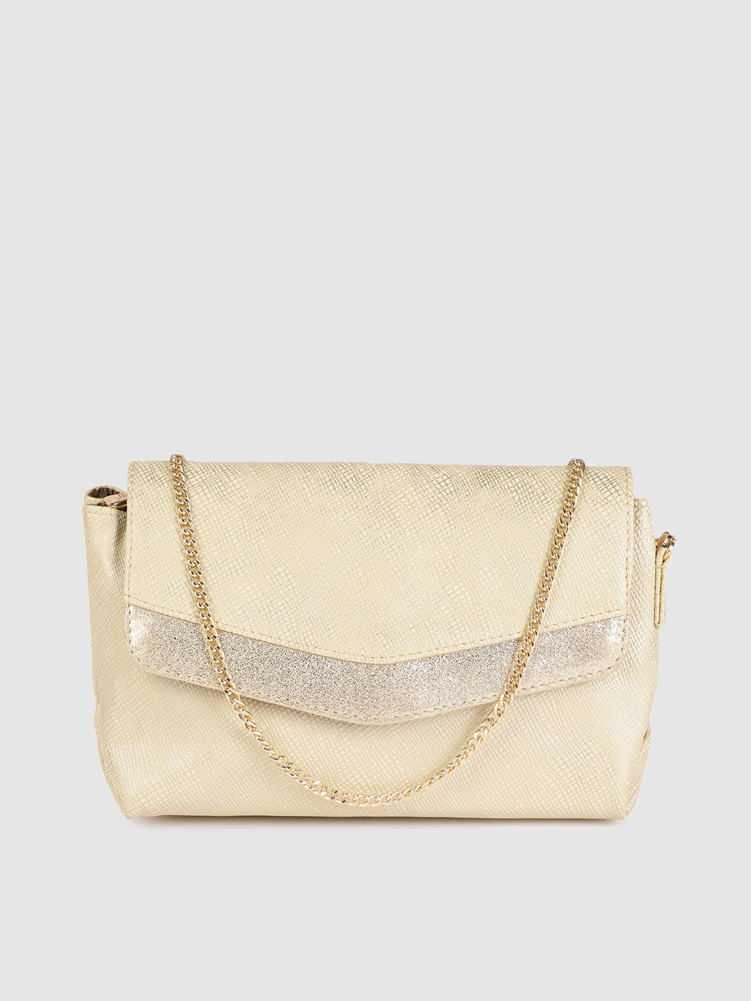 

Baggit Cream-Coloured & Gold-Toned Textured Clutch