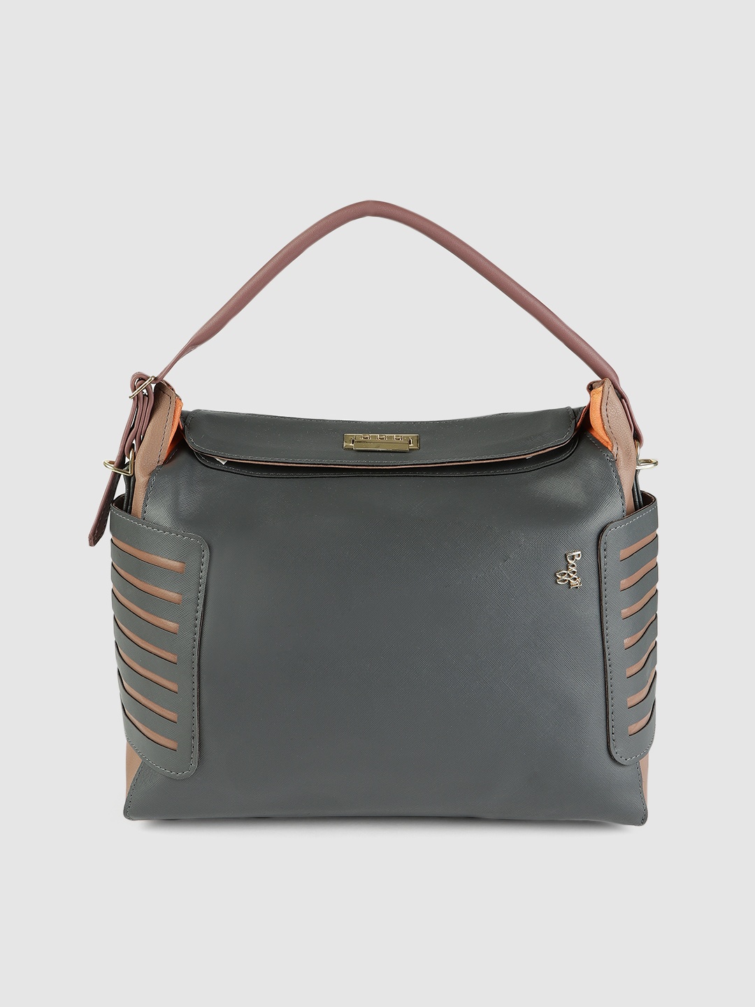 

Baggit Grey Solid Hobo Bag