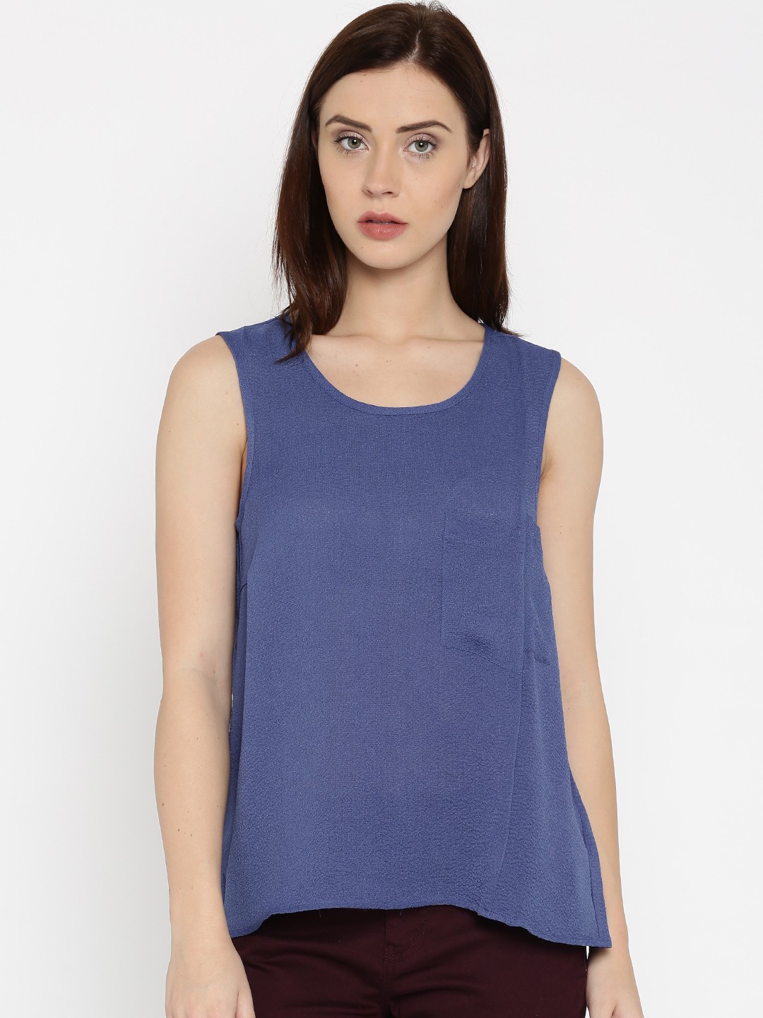 

Vero Moda Women Blue Self-design Tank Top