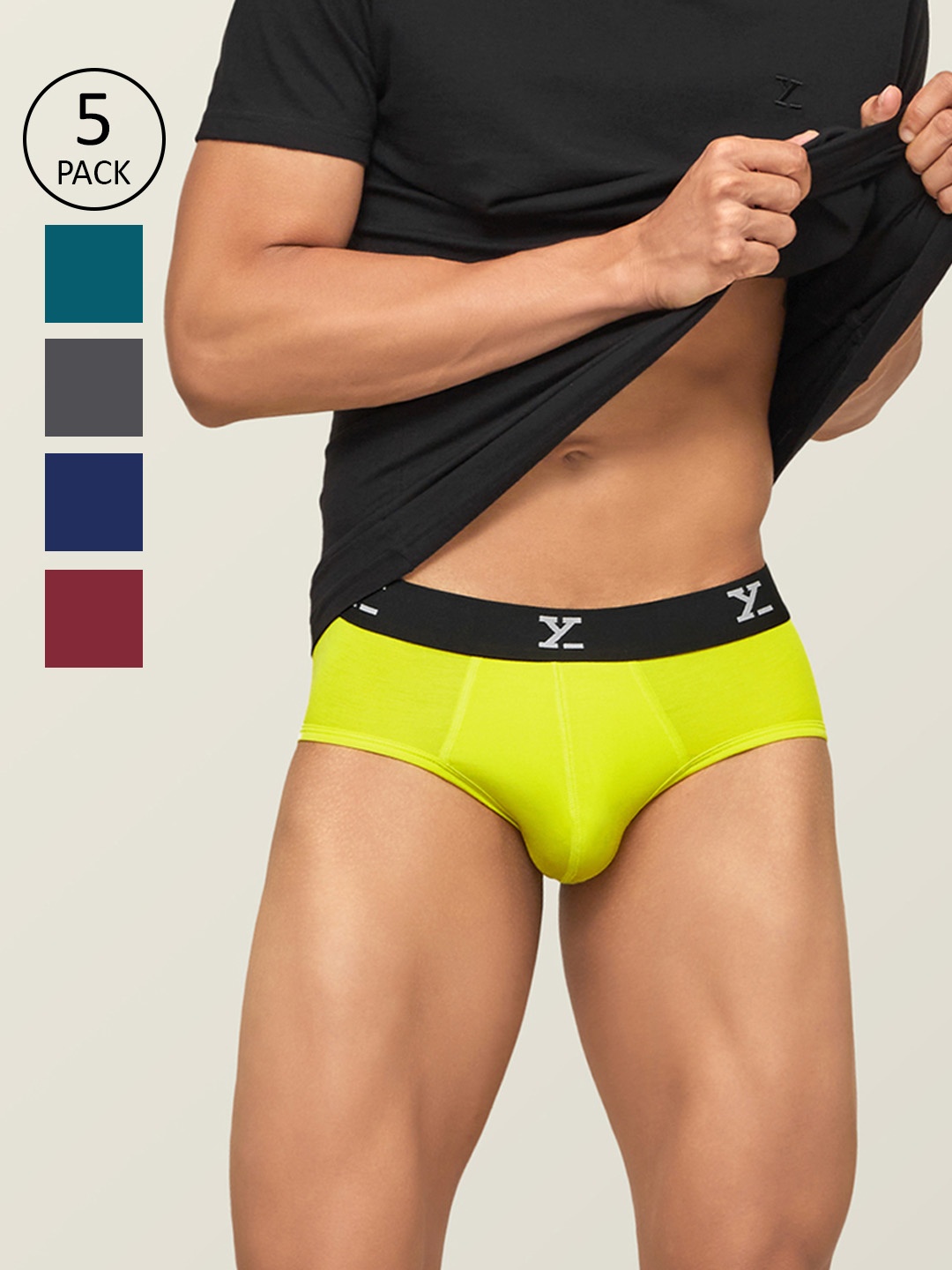 

XYXX Men Solid Pack Of 5 ACE IntelliSoft Modal Briefs, Multi