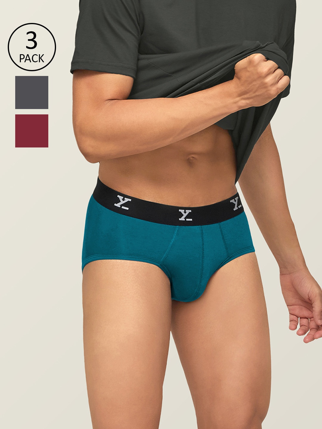 

XYXX Men Solid Pack Of 3 ACE IntelliSoft Modal XYBRF3PCKN450, Red