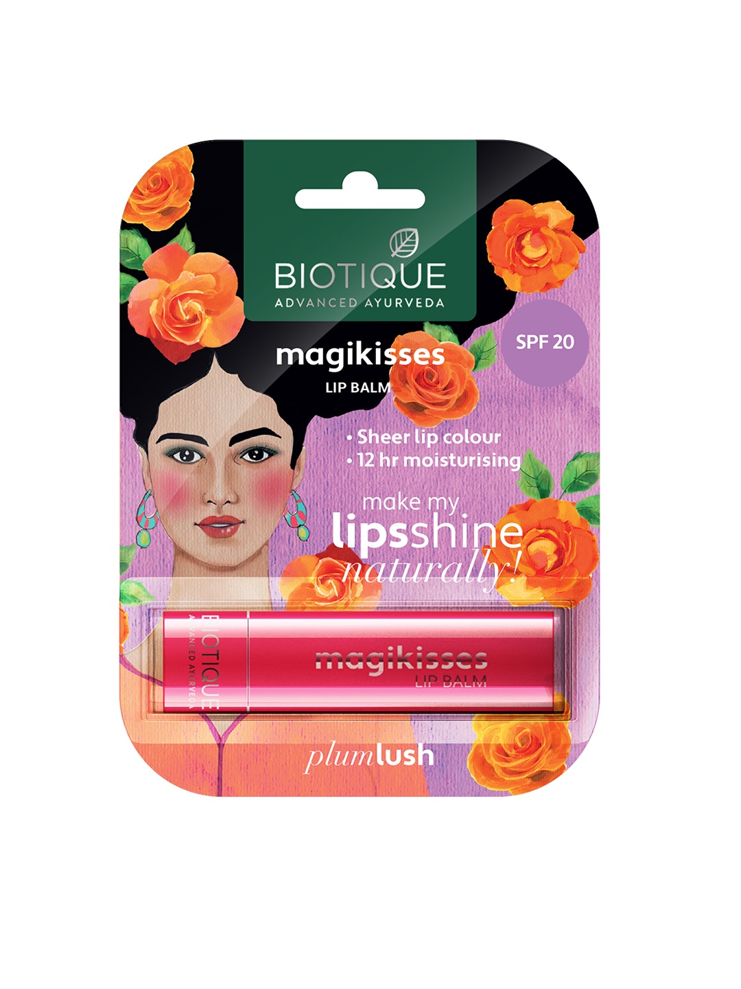 

Biotique Magikisses SPF 20 Moisturising Sheer Lip Balm - Plum Lush, White