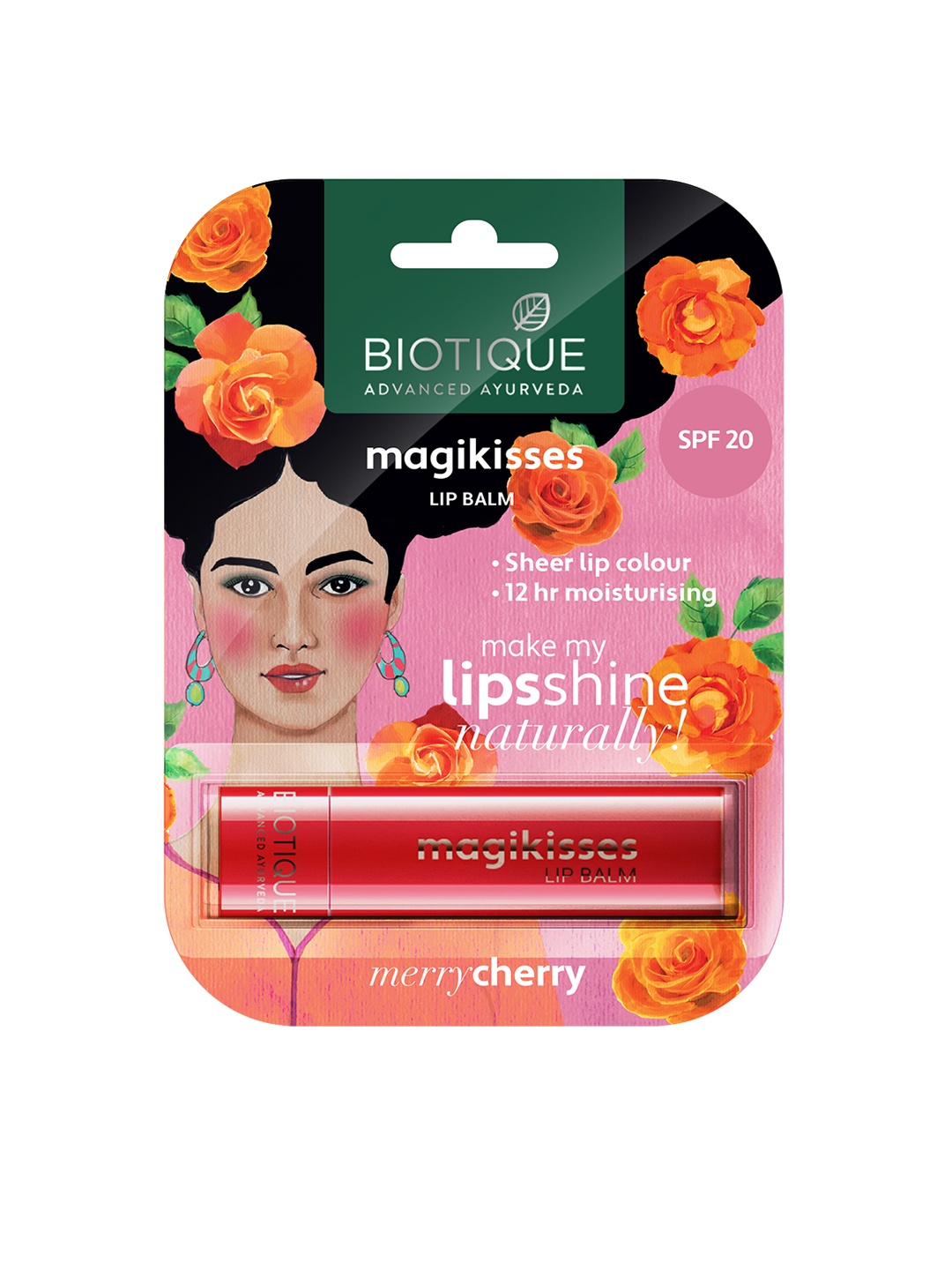 

Biotique Magikisses SPF 20 Moisturising Sheer Lip Balm - Merry Cherry, Pink