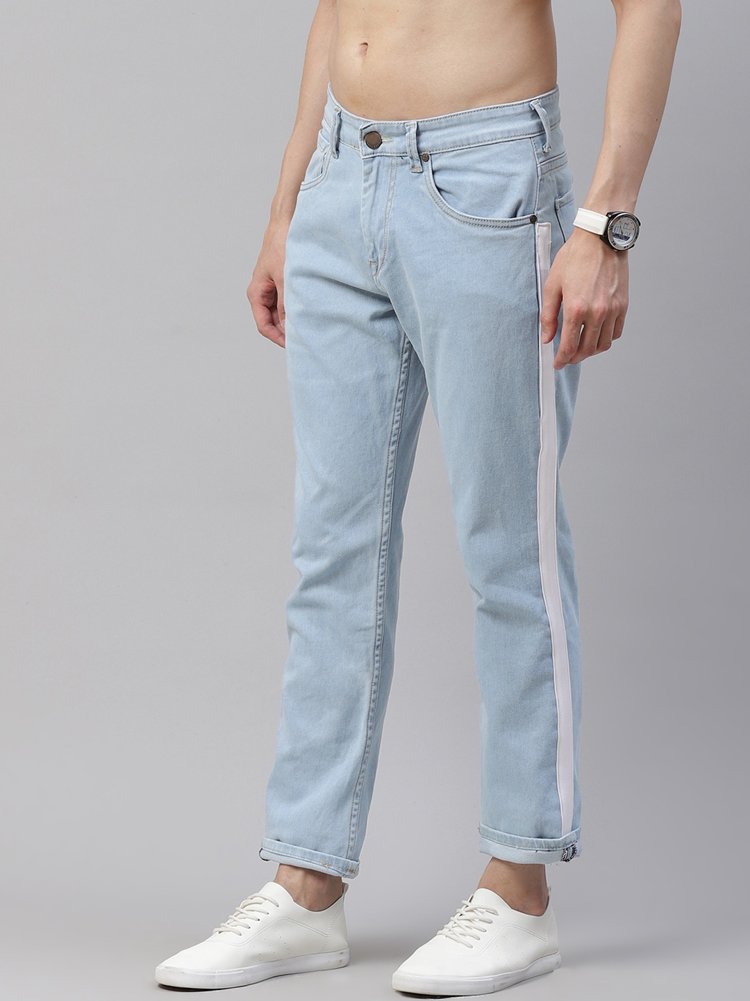 

HERE&NOW Men Blue Slim Fit Stretchable Jeans With Side Stripes