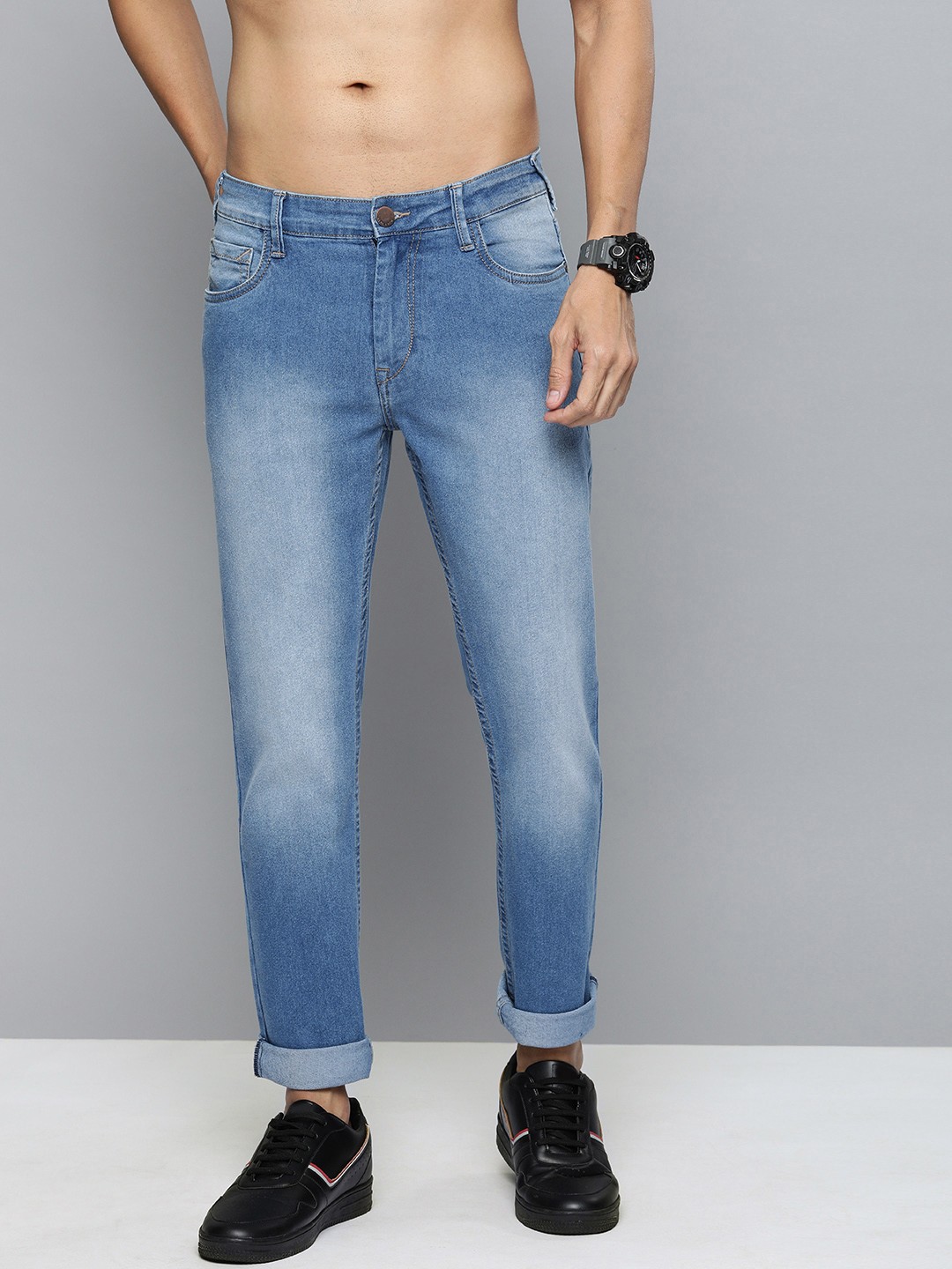 

HERE&NOW Men Blue Slim Fit Mid-Rise Clean Look Stretchable Jeans