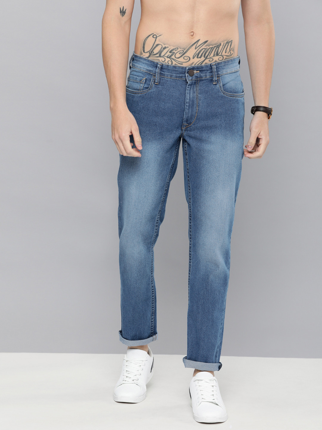 

HERE&NOW Men Blue Slim Fit Mid-Rise Clean Look Stretchable Jeans