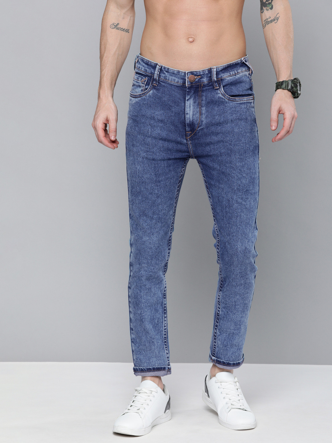 

HERE&NOW Men Blue Skinny Fit Mid-Rise Clean Look Stretchable Jeans