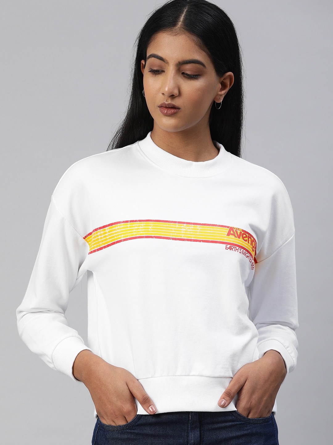 

Van Heusen Woman Women White & Yellow Striped Sweatshirt