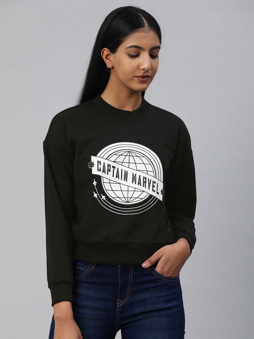

Van Heusen Woman Black Avengers Printed Pullover Sweatshirt