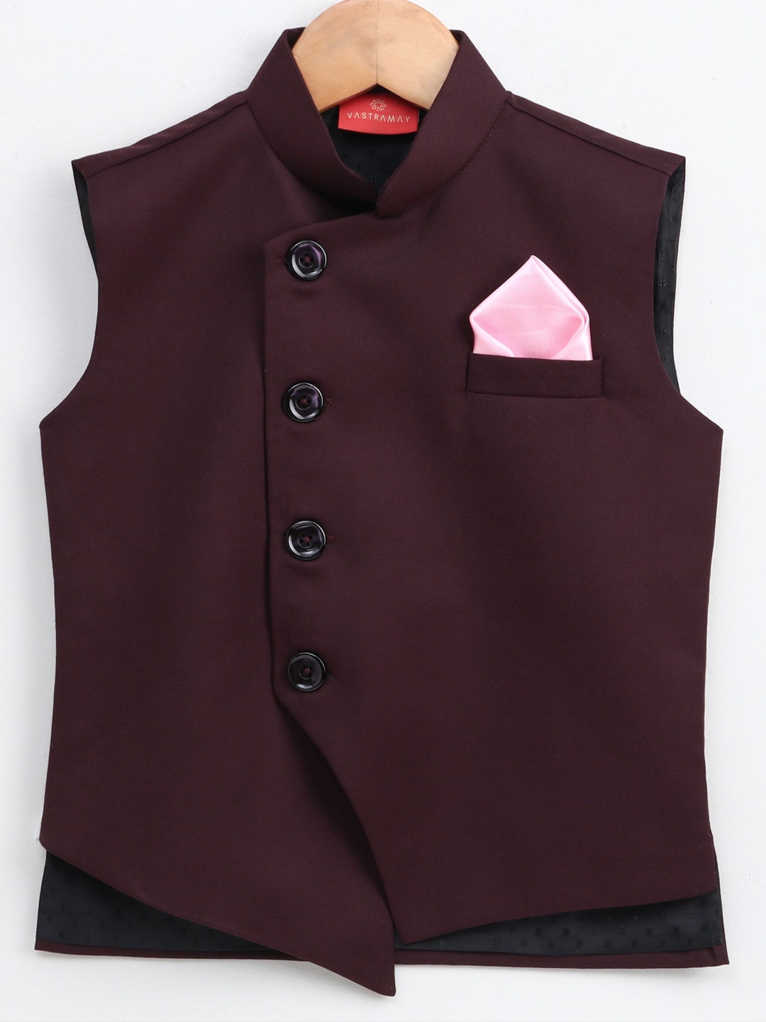 

JBN Creation Boys Maroon Solid Nehru Jacket