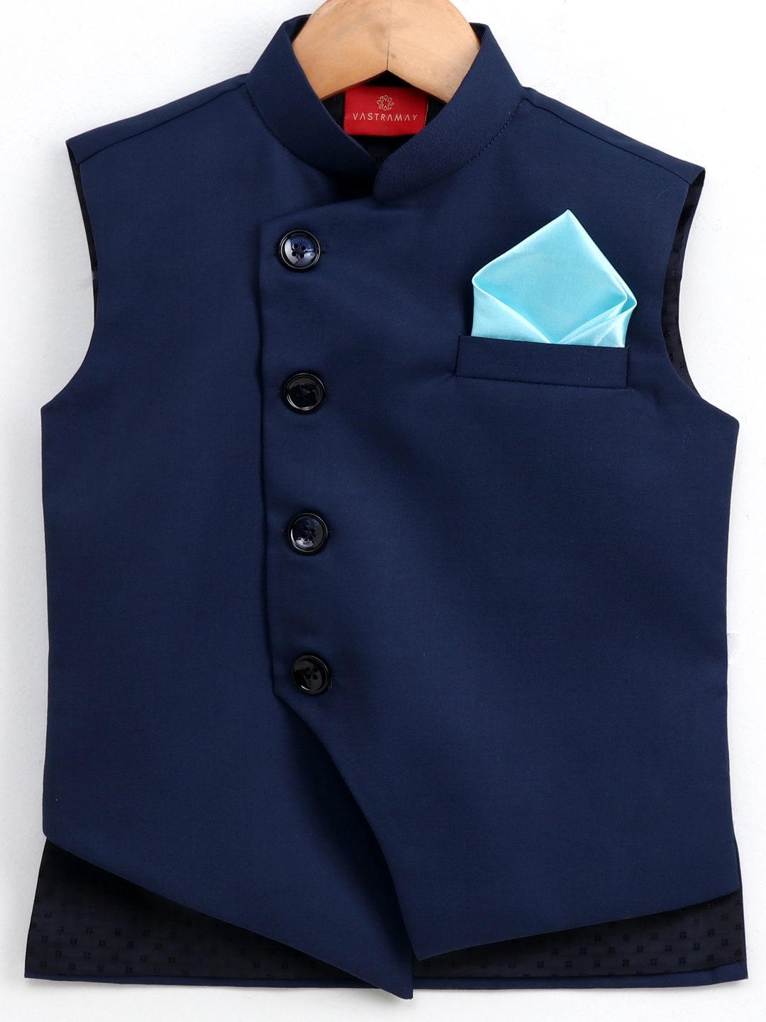 

JBN Creation Boys Navy Blue Solid Nehru Jacket