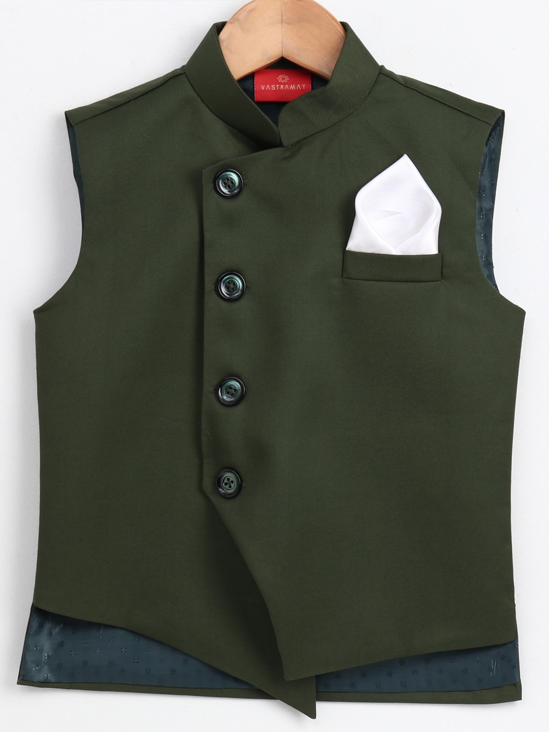 

JBN Creation Boys Green Solid Woven Nehru Jacket