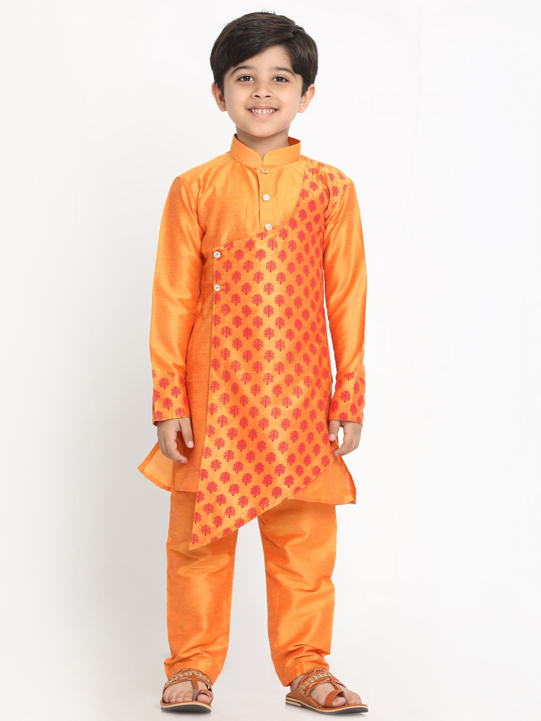 

JBN Creation Boys Orange Printed Kurta with Pyjamas