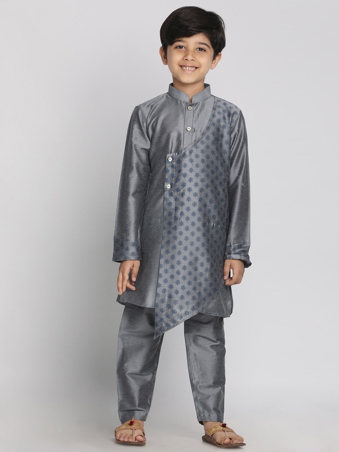 

JBN Creation Boys Grey Printed Kurta with Pyjamas