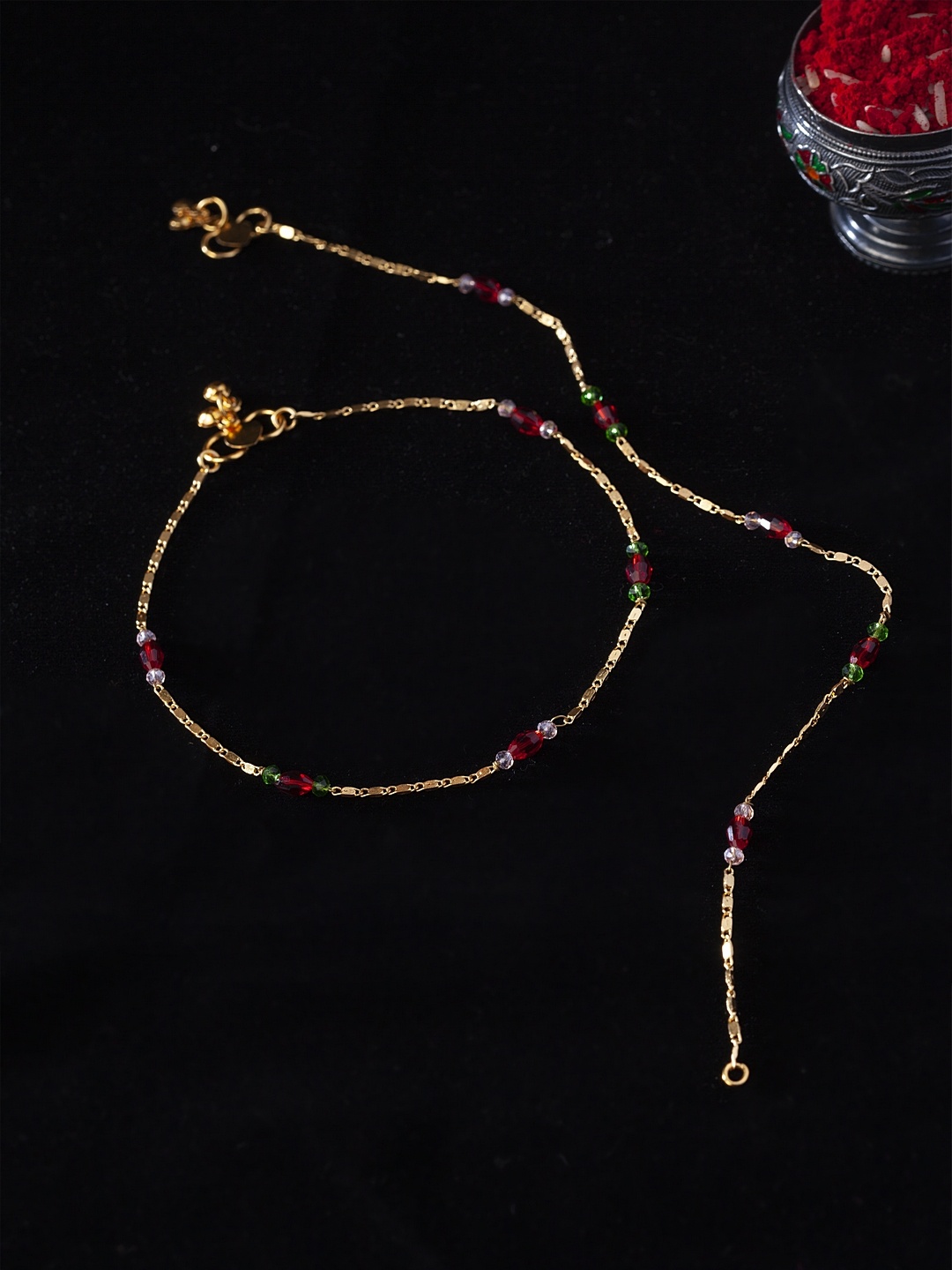 

PANASH Set of 2 Gold-Plated Handcrafted Beaded Anklets