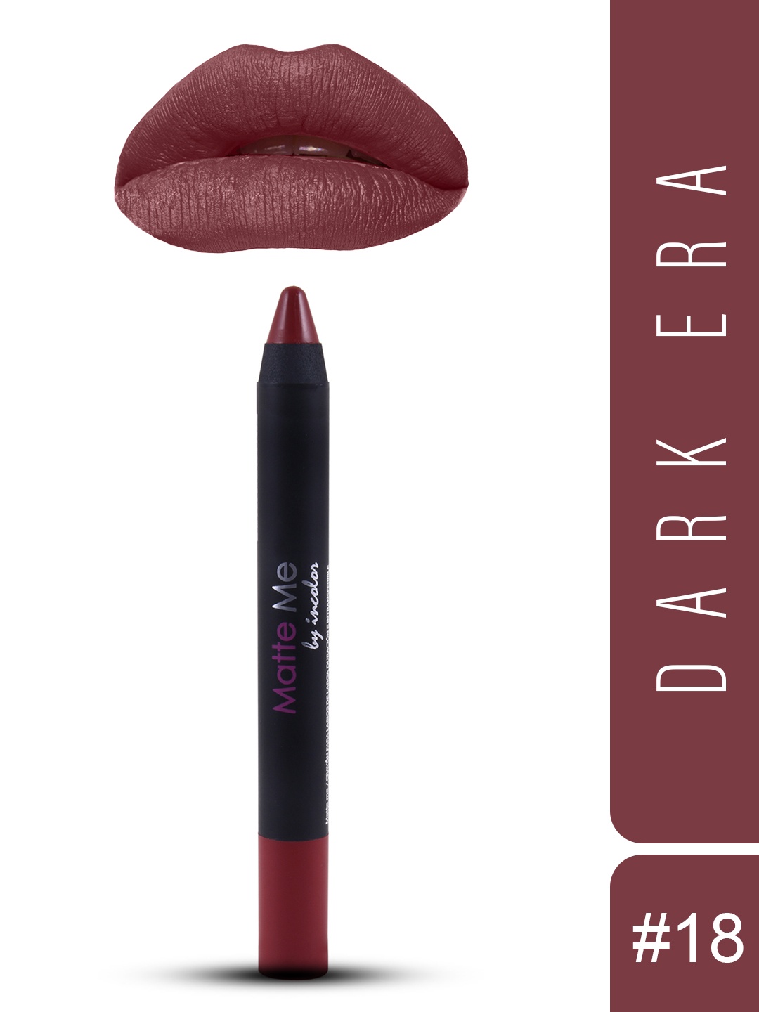 INCOLOR Matte Me Crayon Lipstick 18 DARK ERA 2.3 g, Burgundy