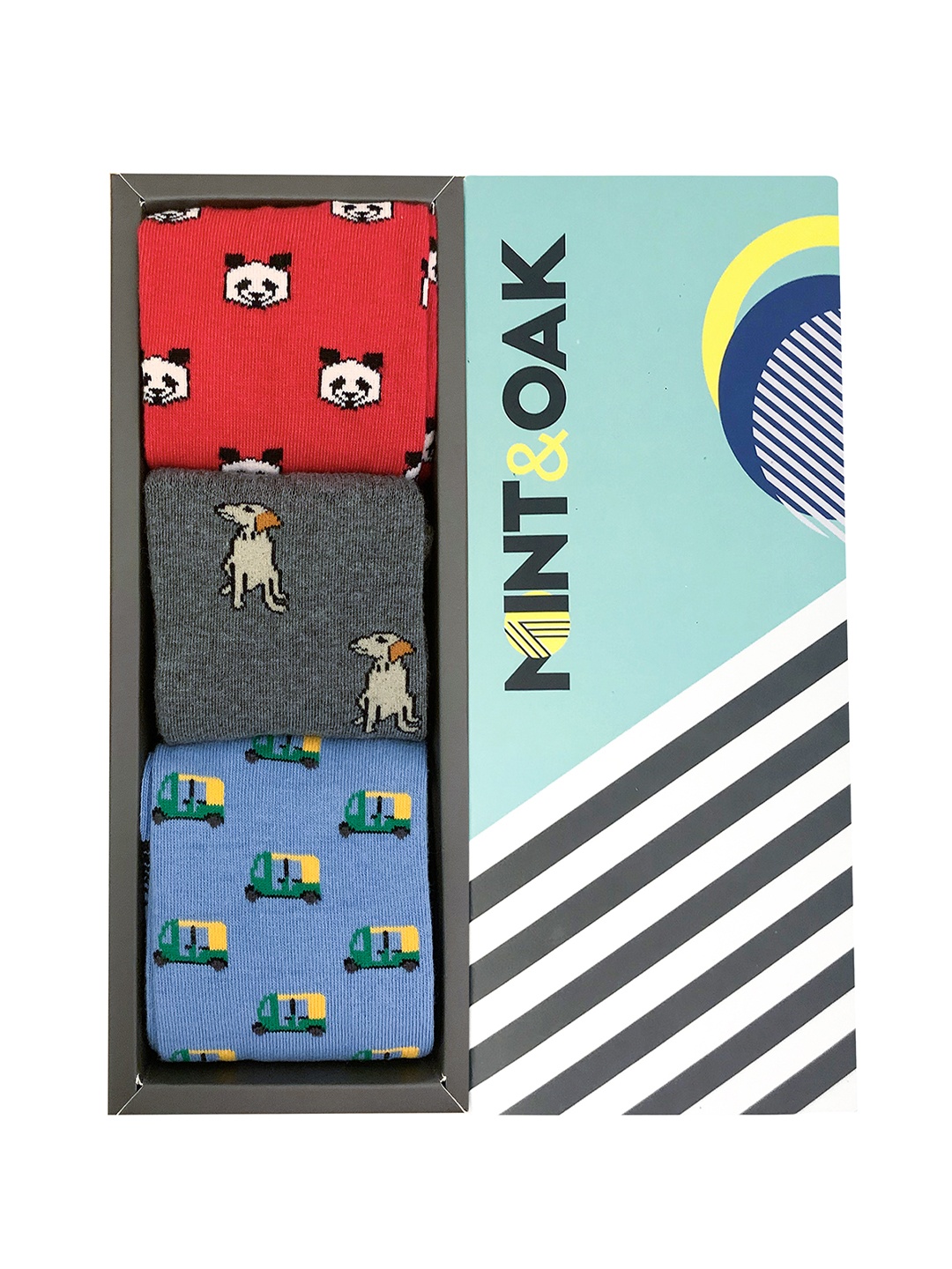 

Mint & Oak Men Pack Of 3 Assorted Calf-Length Socks