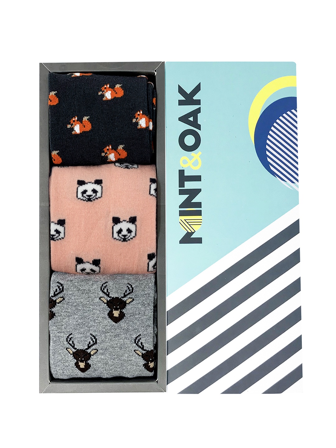 

Mint & Oak Men Pack Of 3 Calf-length Socks, Grey