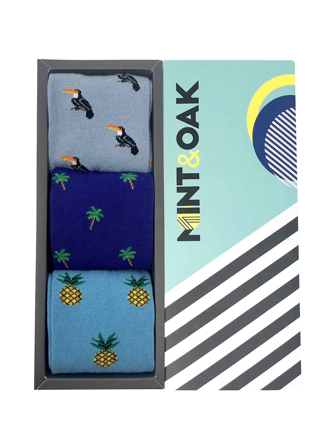 

Mint & Oak Men Pack Of 3 Assorted Calf-Length Socks