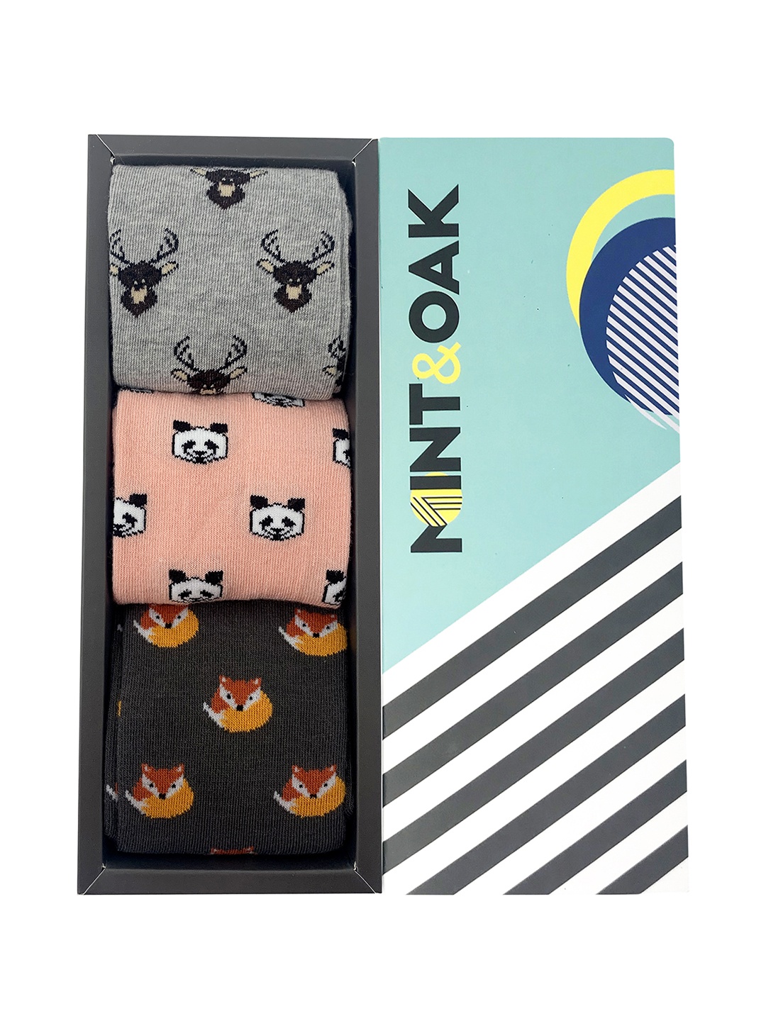 

Mint & Oak Men Pack Of 3 Assorted Calf-Length Socks