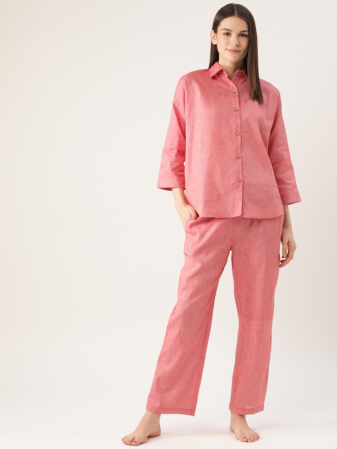 

Cottinfab Women Red Solid Night suit