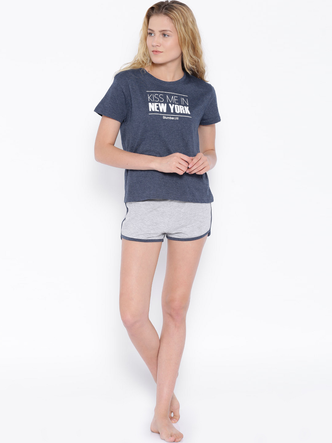 

Slumber Jill Navy & Grey Lounge Set FWSJ665, Navy blue